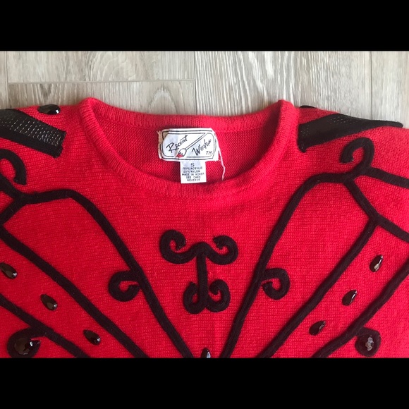 Vintage 80s Red Sweater size S - Picture 3 of 4